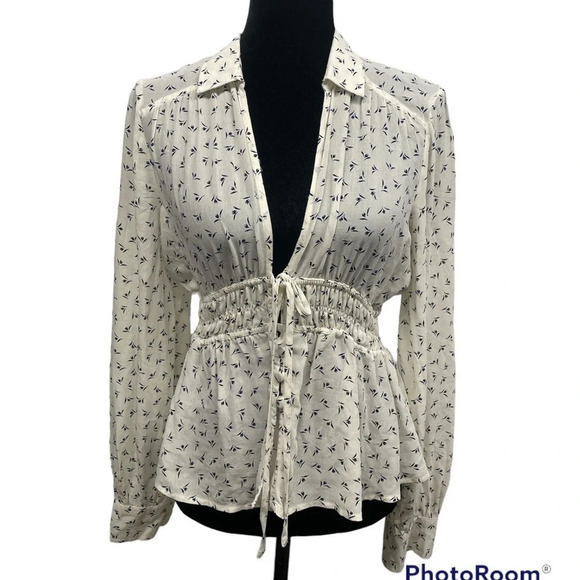 Free People Collette Button down Blouse Top Size Medium - Picture 1 of 8